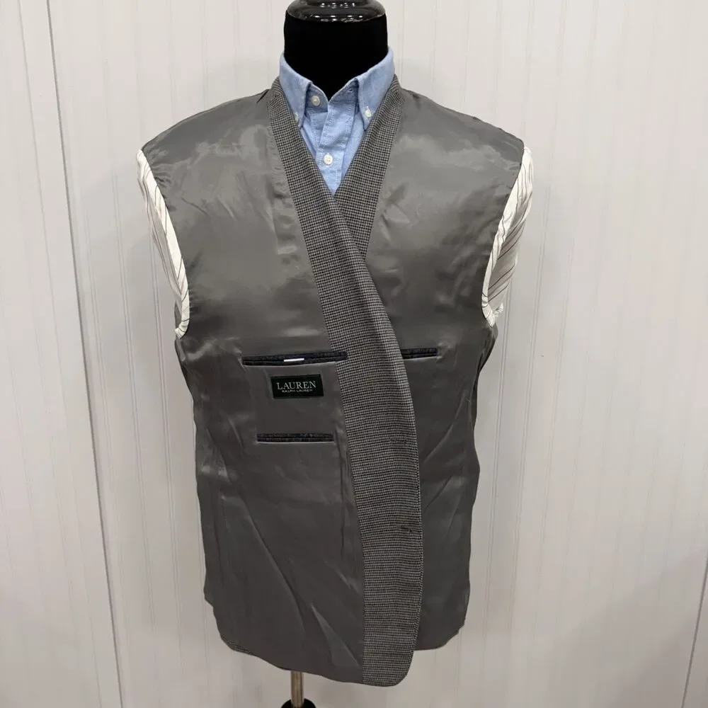 Lauren Ralph Lauren 48R Gray Houndstooth 2-Button Single-Vent Sports Coat